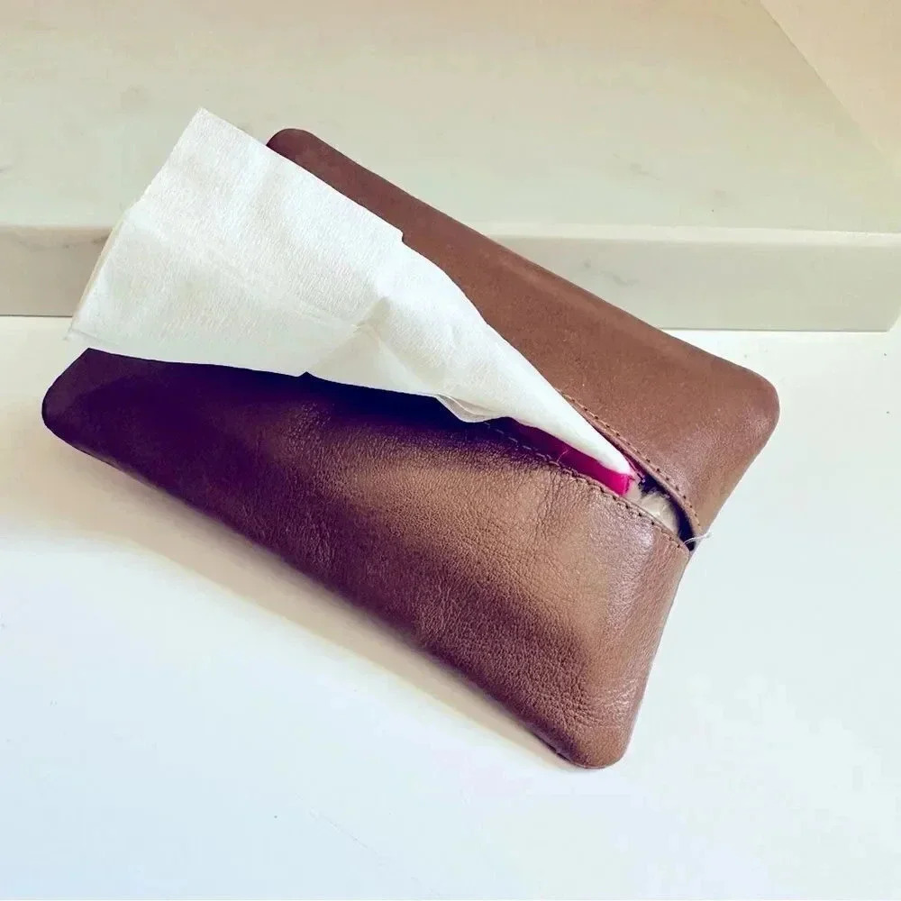 Vintage Unisex Christian Dior Embossed Logo Leather Tissue Holder For Purse - Picture 3 of 7